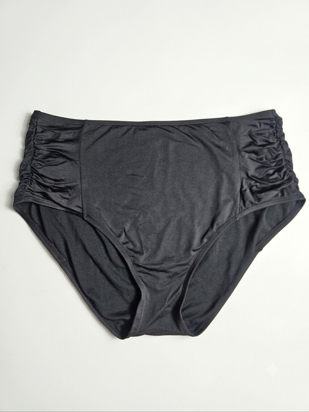 Kona Sol Black Ruched Bikini Bottom XL | Classic Full Coverage Swim